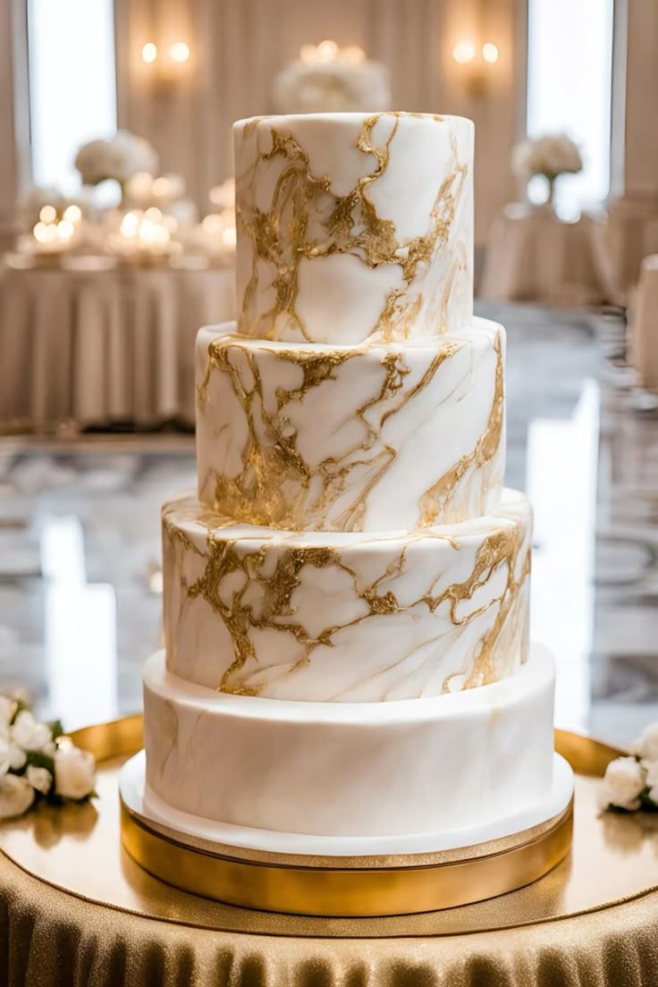 Elegant Marble Wedding Cake effet marbre