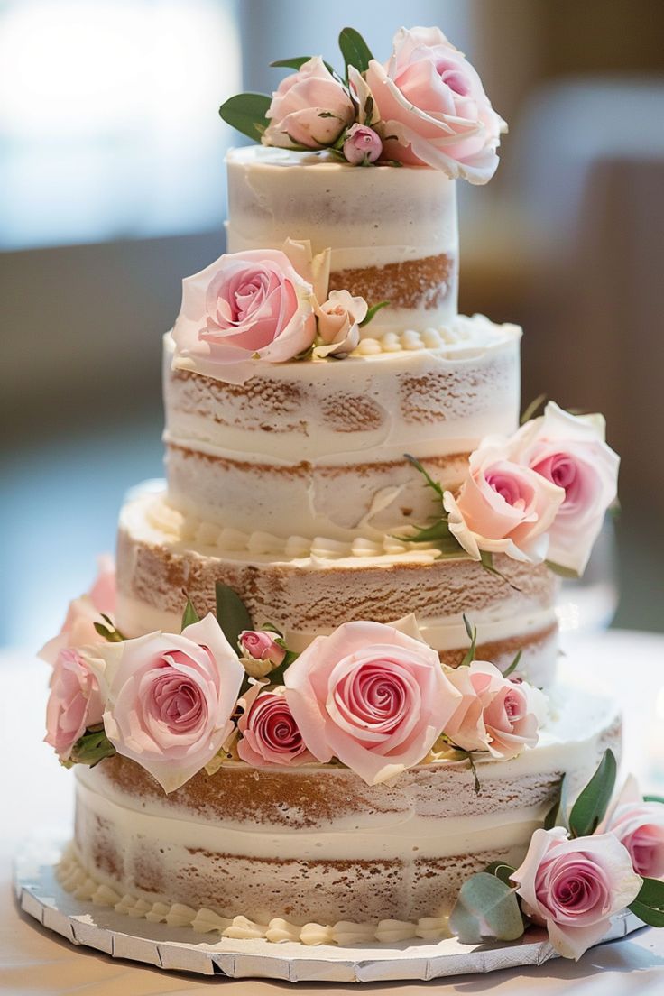 Naked Wedding Cake à étages avec crème visible